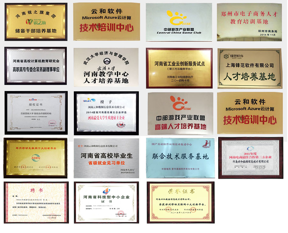 獲得榮譽-河南云和數(shù)據(jù)信息技術(shù)有限公司